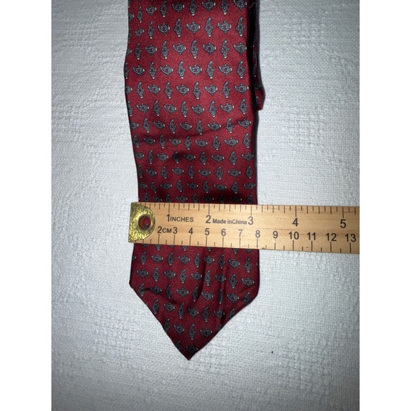 Christian Dior Cravates Burgundy Paisley Silk Necktie Men's Classic - Picture 1 of 3